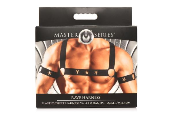 Master Series Elastic Chest Harness W/ Arm Bands S/m - Click Image to Close